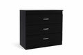 Black 3-Drawer Chest Dresser Engineered Wood 80x60x40cm