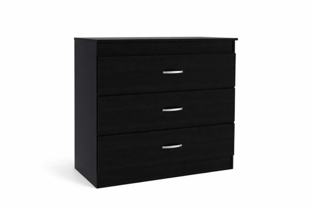 Black 3-Drawer Chest Dresser Engineered Wood 80x60x40cm